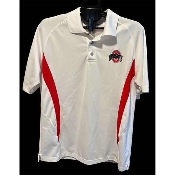 Size Medium Ohio State Buckeyes Polo Shirt Mens Embroidered Logo White Color OSU - Picture 1 of 3